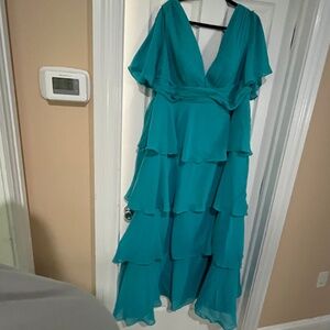 Teal tiered maxi dress